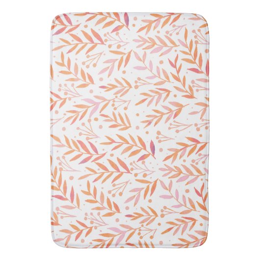 Vertakken de waterverf van pasta's oranje en roze badmat (Voorkant Verticaal)