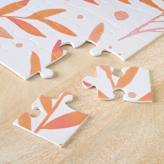 Vertakken de waterverf van pasta's oranje en roze legpuzzel (Zijkant)