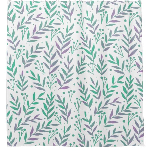 Vertakken de waterverf van pasta's paars en groen douchegordijn (Voorkant)