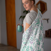 Vertakken de waterverf van pasta's paars en groen fleece deken