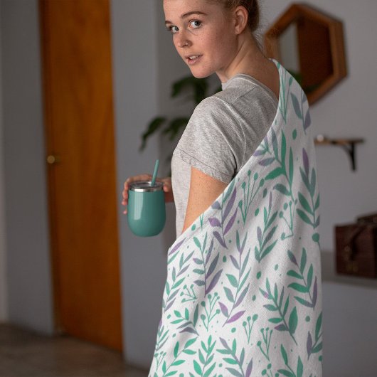 Vertakken de waterverf van pasta's paars en groen fleece deken