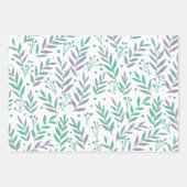 Vertakken de waterverf van pasta's paars en groen inpakpapier vel (Voorkant 3)