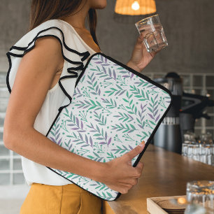 Vertakken de waterverf van pasta's paars en groen laptop sleeve