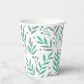 Vertakken de waterverf van pasta's paars en groen papieren bekers (Achterkant)