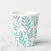 Vertakken de waterverf van pasta's paars en groen papieren bekers (Rechts)