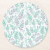 Vertakken de waterverf van pasta's paars en groen ronde kartonnen onderzetter (Voorkant)