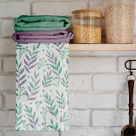 Vertakken de waterverf van pasta's paars en groen theedoek<br><div class="desc">en rendabel paars en groen loofgoed. Cute and modern waterverf botanical illustration model met paarse en groene pasteltakken.</div>