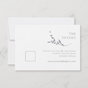 Vertakking Minimalistische Witte & Zilveren Trouwb RSVP Kaartje