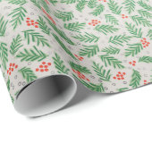 Vertakkingen van groene rode sinusboom en bessen C Cadeaupapier (Rol Hoek)