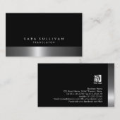 Vertaler Bold Dark Chrome Silver Services Visitekaartje (Voorkant / Achterkant)
