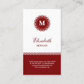 Vertaler - Elegant Red Lace Monogram Visitekaartje (Achterkant)