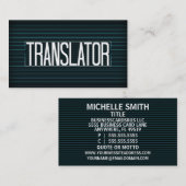 Vertaler Elegant Stripe Visitekaartje (Voorkant / Achterkant)