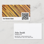 Vertaler Elegant Wood Background QR Code Visitekaartje (Voorkant / Achterkant)