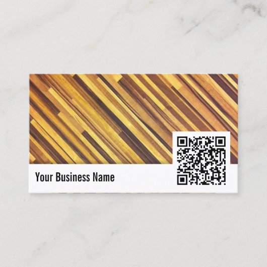 Vertaler Elegant Wood Background QR Code Visitekaartje (Voorkant)