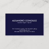 Vertaler Engels - Spaans Masculine Visitekaartje (Achterkant)