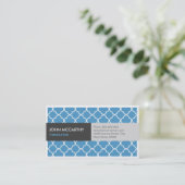Vertaler - Modern Blue Quatrefoil Visitekaartje (Staand voorkant)
