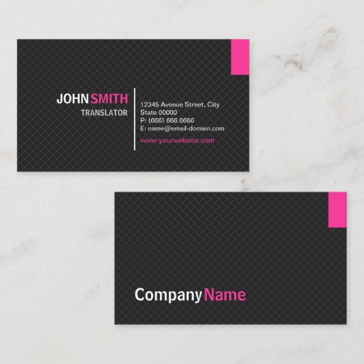 Vertaler - Modern trendraster Visitekaartje (Voorkant / Achterkant)