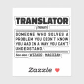 Vertaler Noun Definition Verjaardag Cadeau Grappig Sticker (Vel)