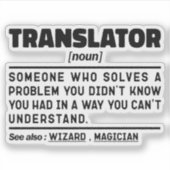 Vertaler Noun Definition Verjaardag Cadeau Grappig Sticker (Voorkant)
