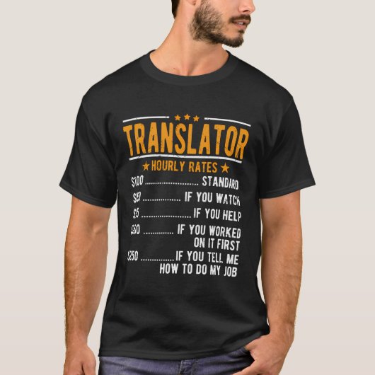 Vertaler uurtarieven t-shirt (Voorkant)