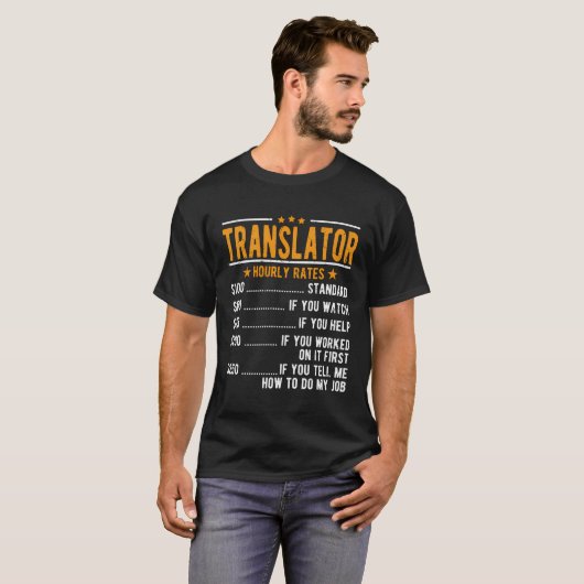 Vertaler uurtarieven t-shirt (Voorkant volledig)