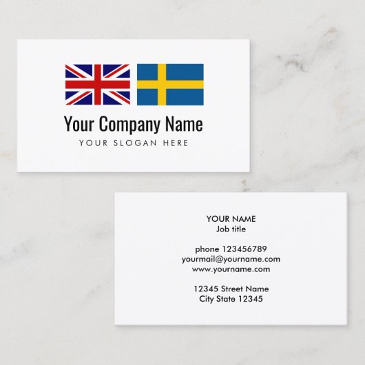 Vertaling Engels Zweeds vertaler Visitekaartje (Voorkant / Achterkant)