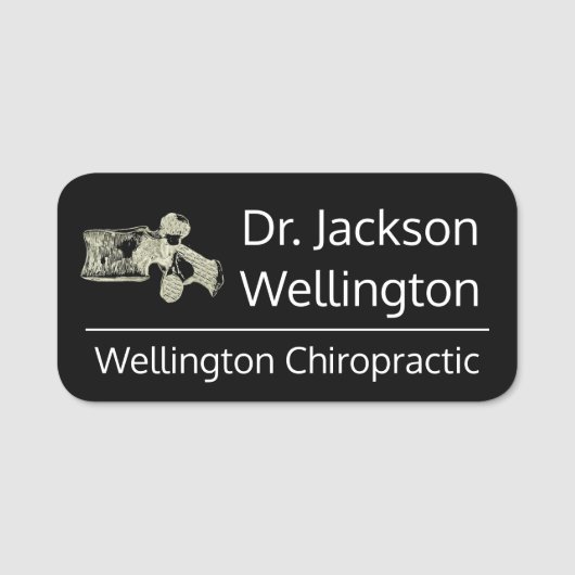 Vertebra Chiropractic Business in Black Naamplaatje (Voorkant)