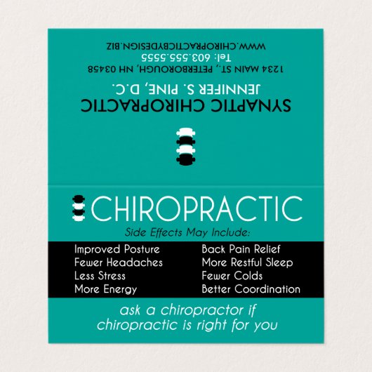 Vertebrale subluxgrafiek Chiropractor Folded Visitekaartje (Buitenkant ongevouwen)