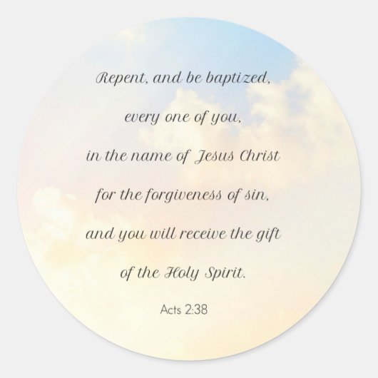 Vertegenwoordig en ben Baptized, Acts 2:38 Ronde Sticker (Voorkant)