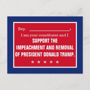 Vertegenwoordiger impeach President Trump constitu Briefkaart