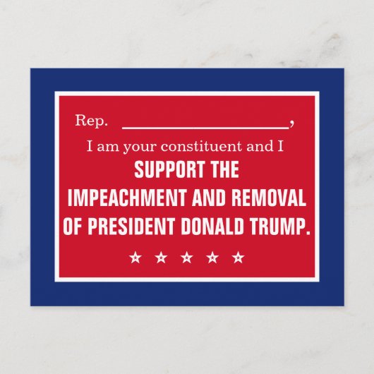 Vertegenwoordiger impeach President Trump constitu Briefkaart (Voorkant)