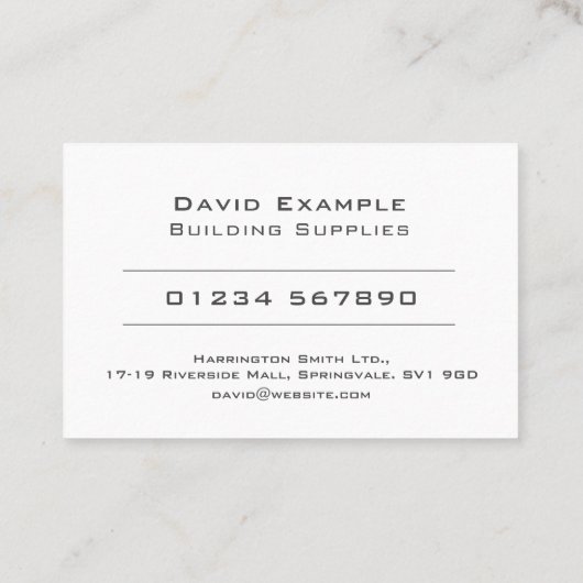 Vertegenwoordiger van de bouwonderneming visitekaartje (Achterkant)