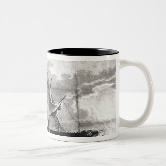Vertegenwoordiging van het Amerikaanse fregat; Tweekleurige Koffiemok (Rechts)