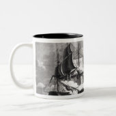 Vertegenwoordiging van het Amerikaanse fregat; Tweekleurige Koffiemok (Links)