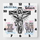 Vertegenwoordiging van Jezus aan het kruis Vierkante Klok (Voorkant)