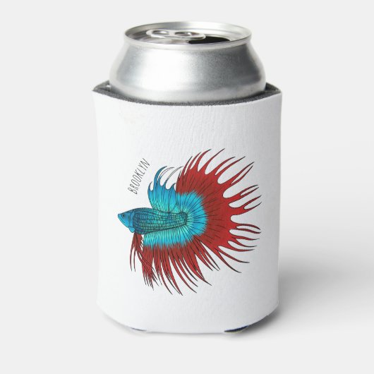 Vertekening van de cartoon van de kroonstaart bett blikjeskoeler (Blikje Achterkant)