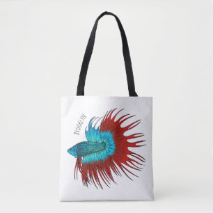 Vertekening van de cartoon van de kroonstaart bett tote bag