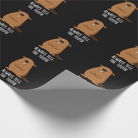 Vertel altijd de Tooth Positve Beaver Pun Dark BG Cadeaupapier (Hoek)