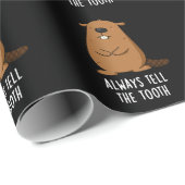 Vertel altijd de Tooth Positve Beaver Pun Dark BG Cadeaupapier (Rol Hoek)
