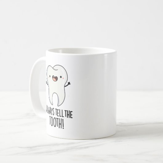 Vertel altijd het tand grappige gebitsgebaar koffiemok (Voorkant links)