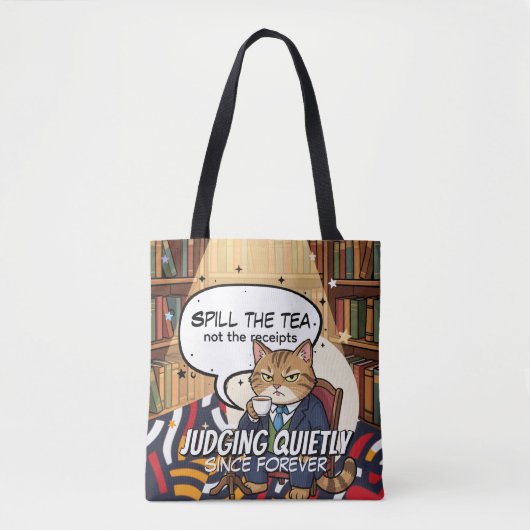 Vertel de roddelkat grappige quote tote bag (Voorkant)