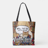 Vertel de roddelkat grappige quote tote bag (Achterkant)