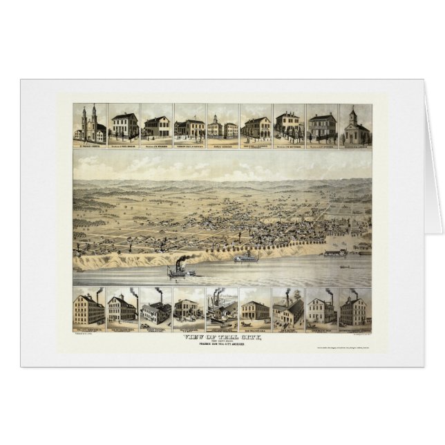 Vertel de stad, op Panoramische Kaart - 1870's (Voorkant Horizontaal)