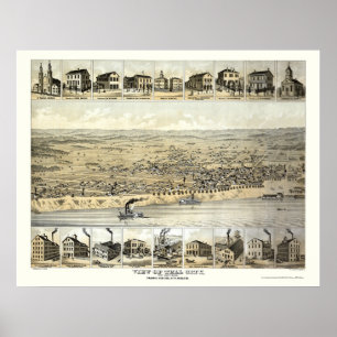 Vertel de stad, op Panoramische Kaart - 1870's Poster