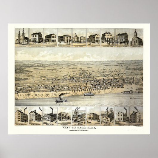 Vertel de stad, op Panoramische Kaart - 1870's Poster (Voorkant)