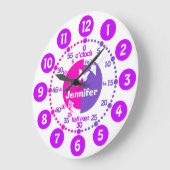 Vertel de tijd dat meisjes roze paarse naamleerklo grote klok (Hoek)