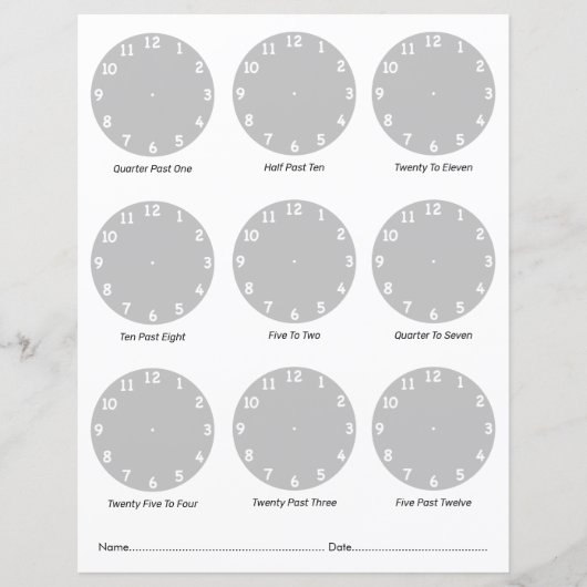 Vertel de werkbladen van de Tijd (Voorkant)