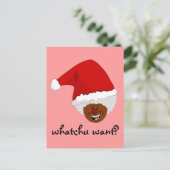 Vertel de zwarte Kerstman wat je voor Kerstmis wil Feestdagenkaart (Staand voorkant)