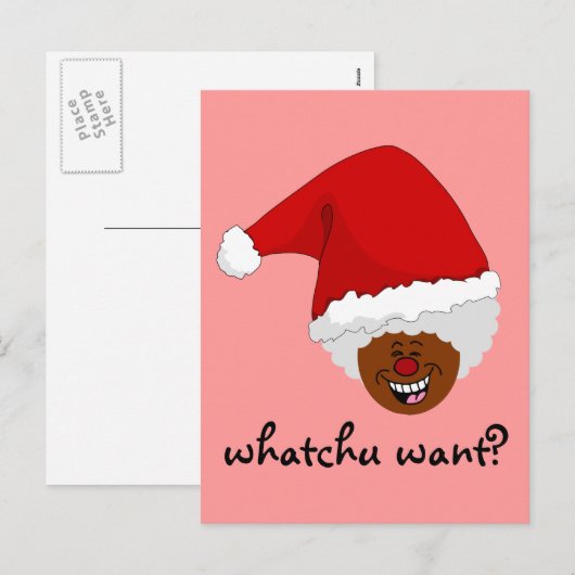 Vertel de zwarte Kerstman wat je voor Kerstmis wil Feestdagenkaart (Voorkant / Achterkant)