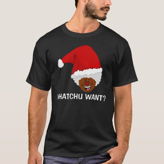 Vertel de zwarte Kerstman wat je voor Kerstmis wil T-shirt (Voorkant)